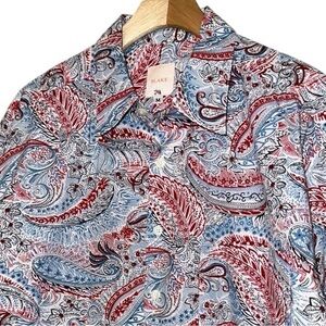Blake Men’s Size M Blue White Red Paisley Print Long Sleeve Button Down Shirt